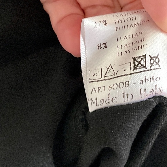 Tenax Mini dress LBD Bow embellished black Ruched Jewel Cap sleeve M - Picture 12 of 15